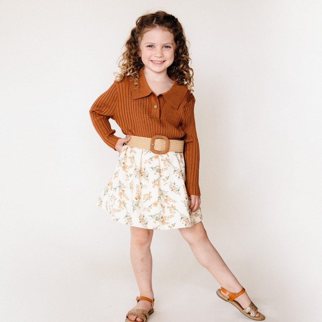 Light Cream Floral Skort - Child