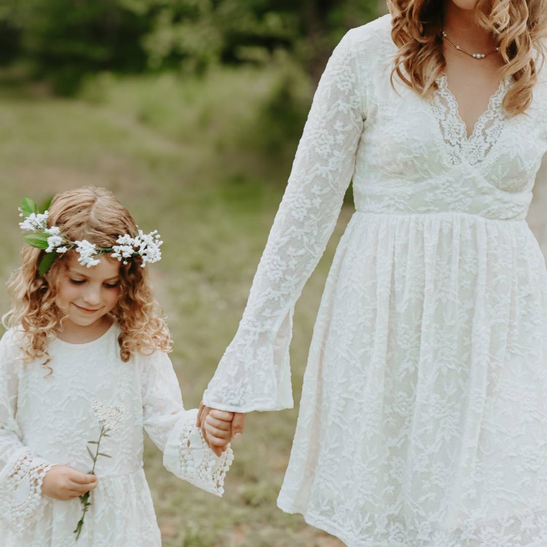 Ivory Lace Mommy & Me Dress - Child