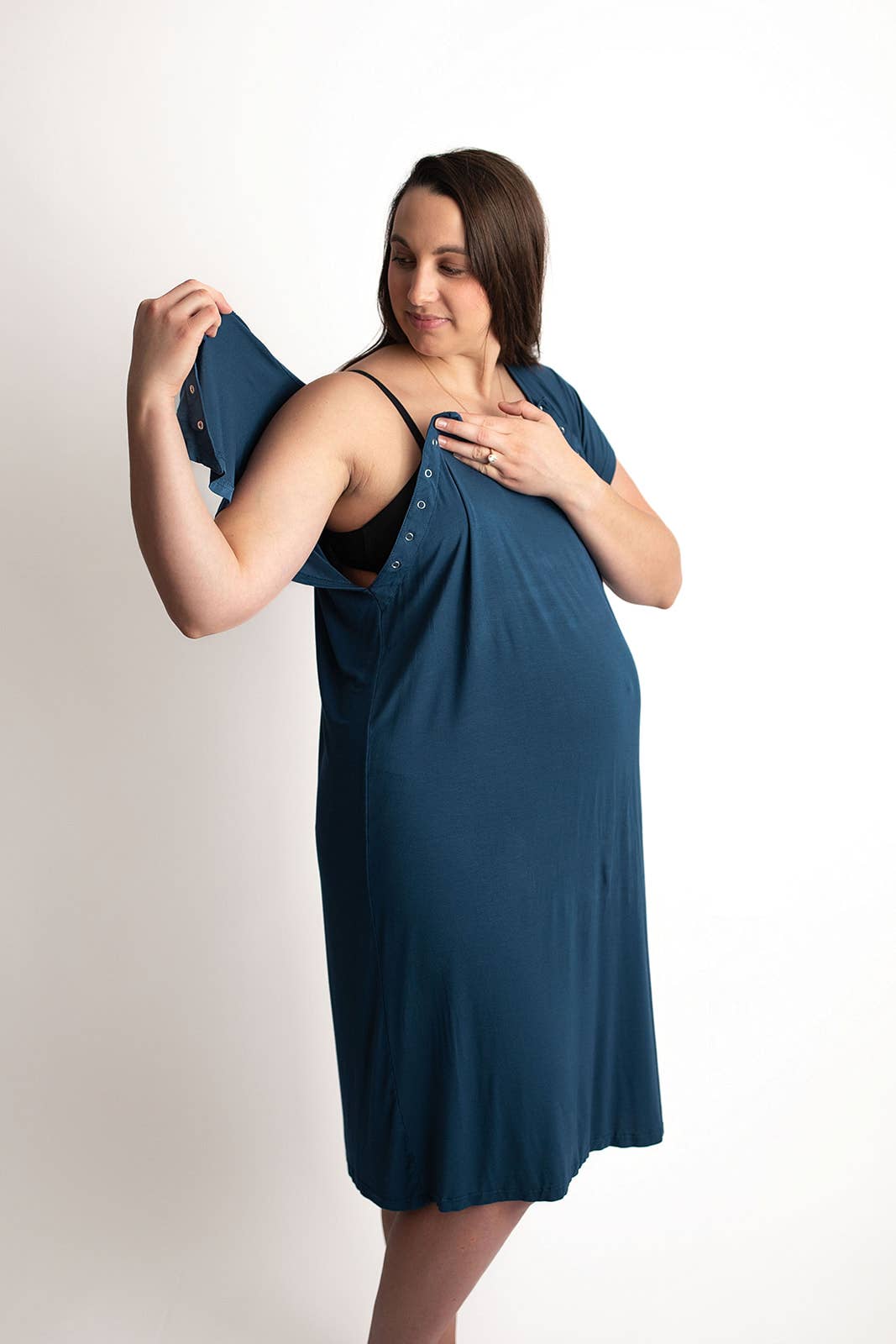 Navy Blue Maternity Mommy Labor and Delivery/ Nursing Gown