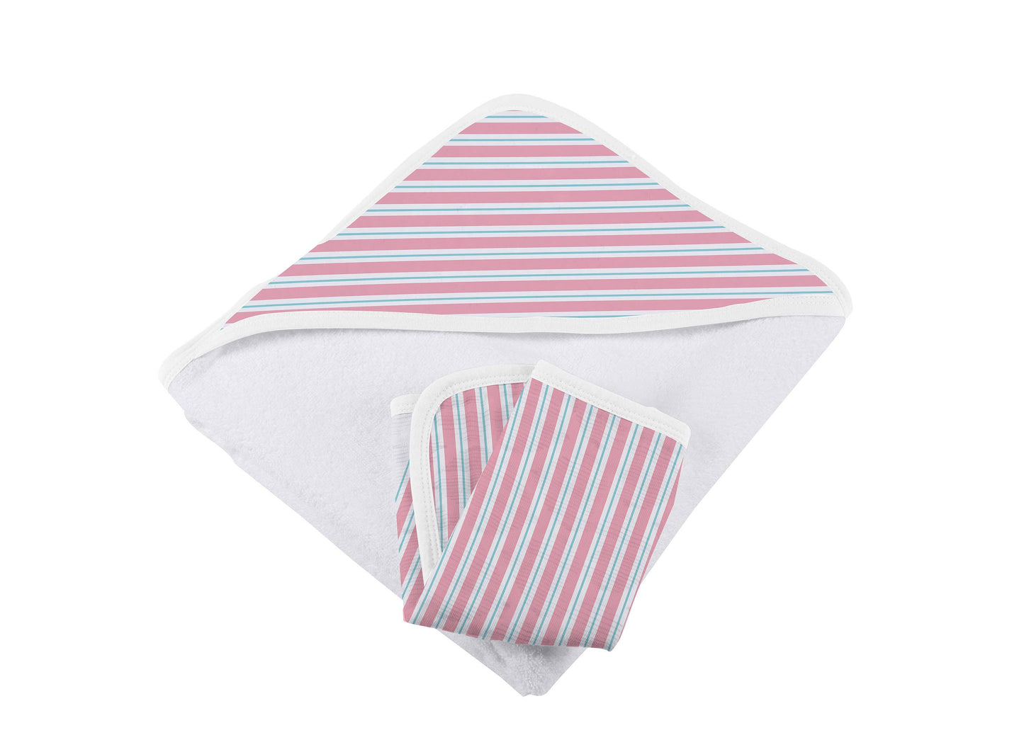 Candy Stripe Hooded Towel and Washcloth Set