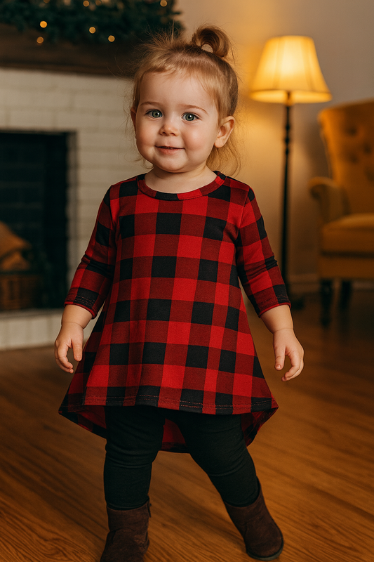 Buffalo Plaid Red & Black Girl Dress
