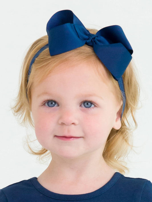 Girls Dark Navy Bow Headband
