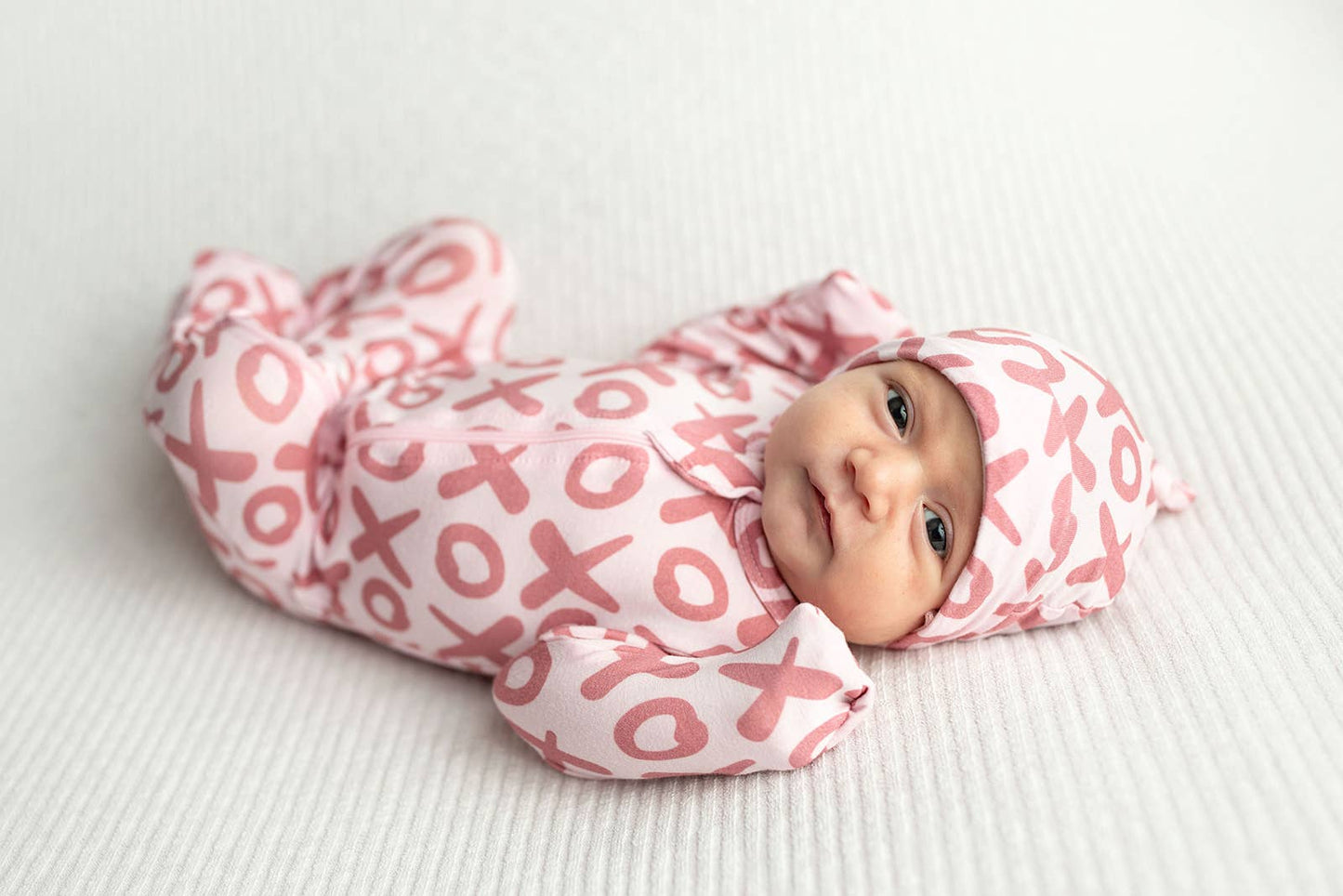 Valentine's Day XOXO Bamboo Newborn Zipper Pajamas Sleepers