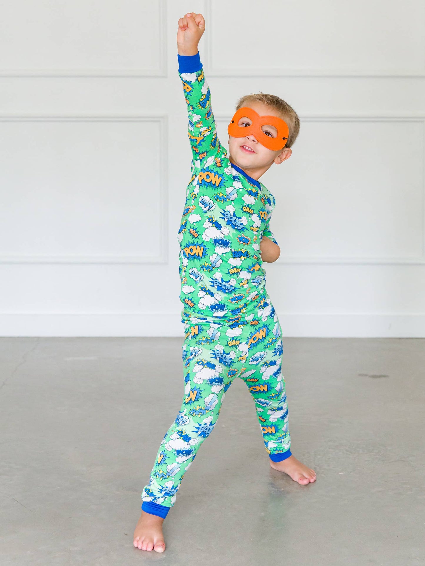 SoftSnooze™ Boys Bamboo Viscose Boom Pow Long Sleeve Pajama Set