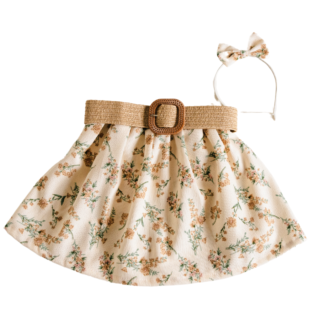 Light Cream Floral Skort - Child
