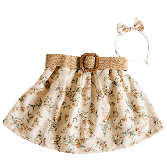 Light Cream Floral Skort - Child