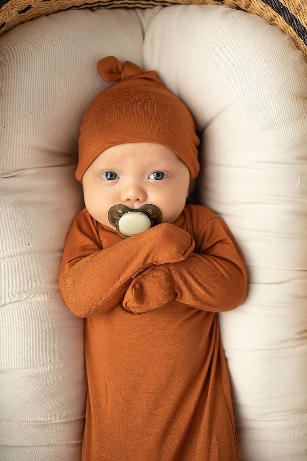 Saddle Longhorn Orange Western Knotted Newborn Baby Gown