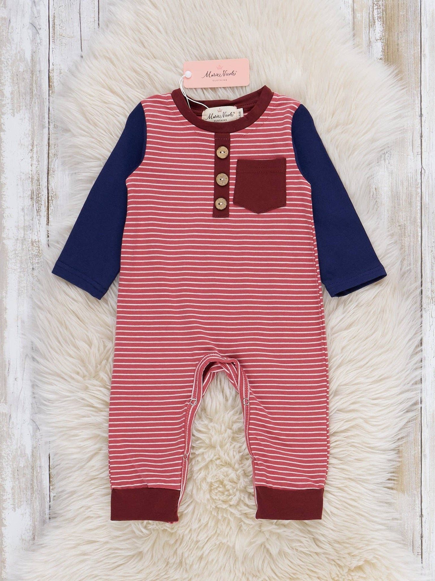 Cozy Red & Blue Romper