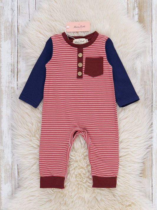 Cozy Red & Blue Romper