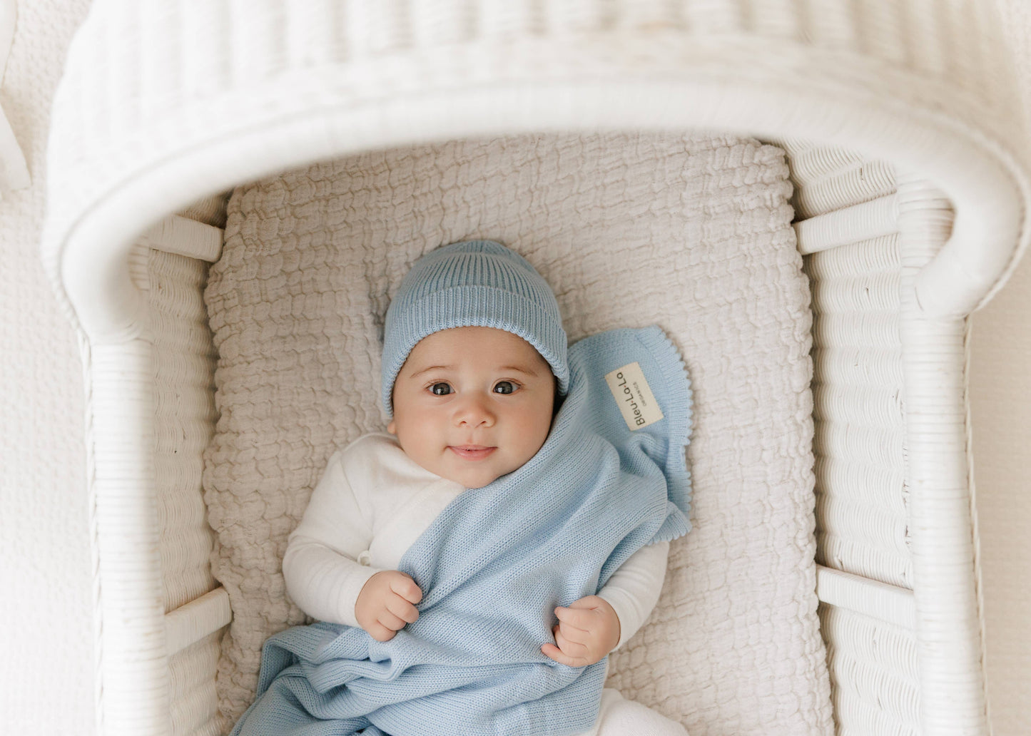 Luxe - 100% Organic Cotton Knit Blanket + Hat Boxed Gift Set
