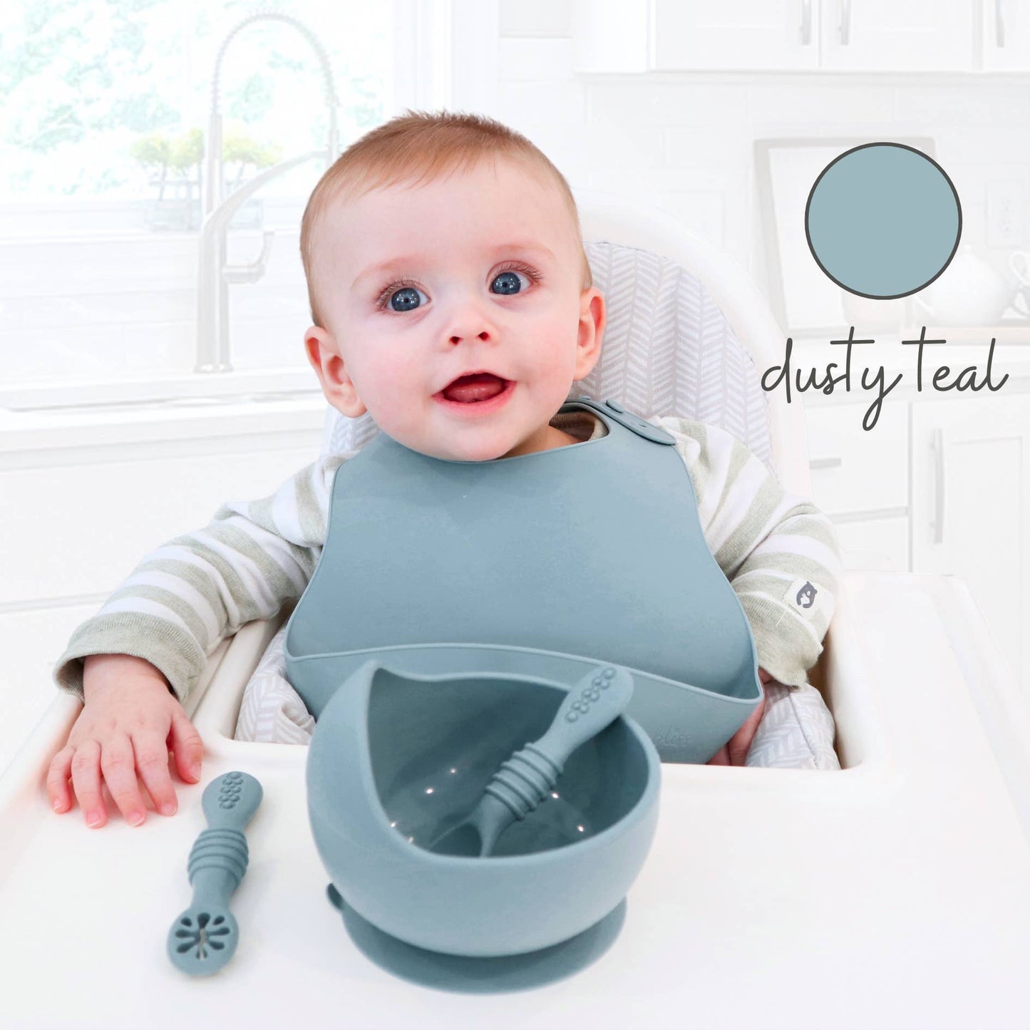 Infant Training Spoons for Self Feeding - Dusty Teal