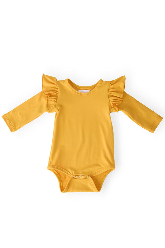 Mustard L/S Flutter Bodysuit
