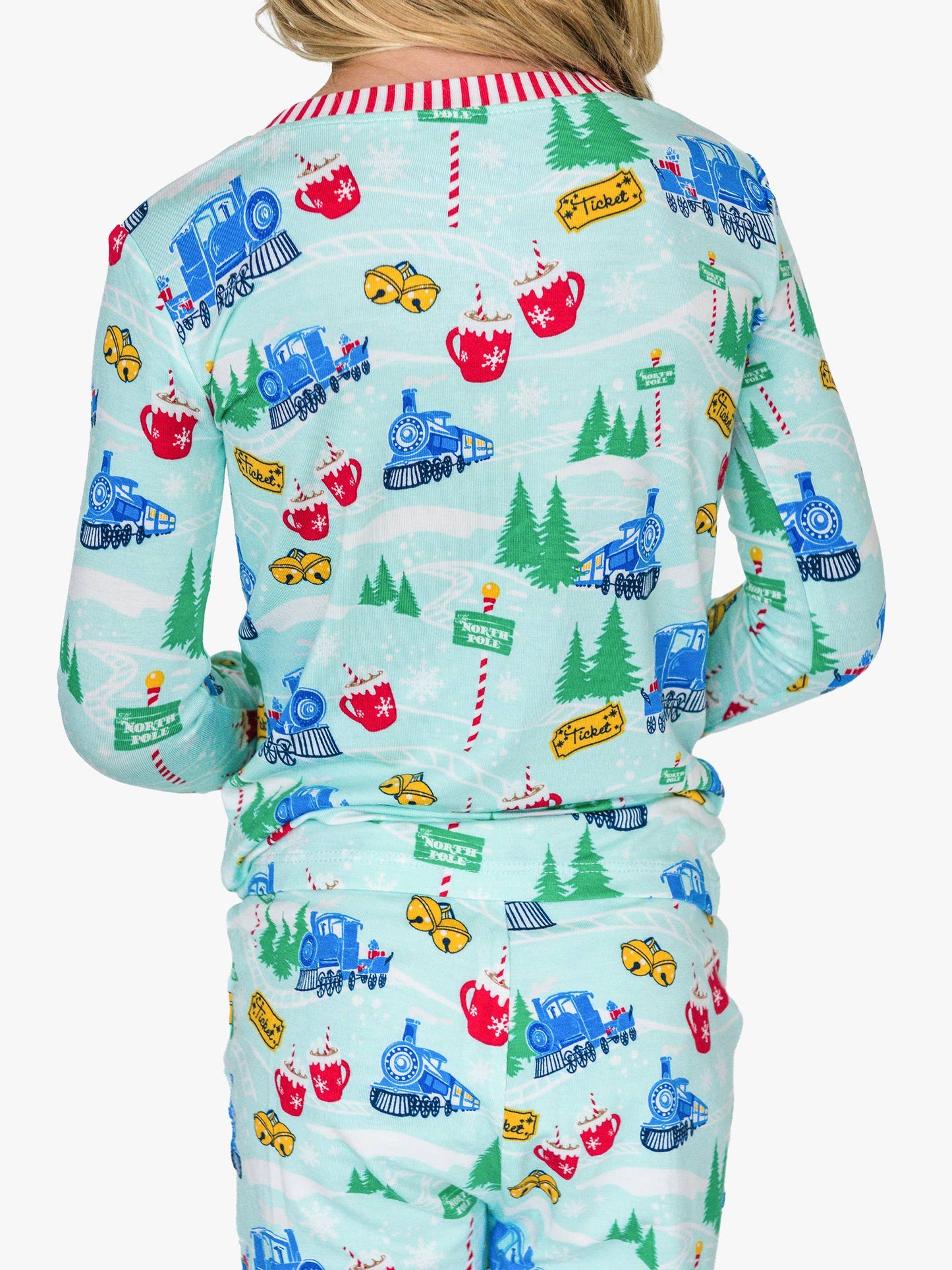 SoftSnooze™ Kids Bamboo Viscose Snowy Train Tracks Long Sleeve Pajama Set