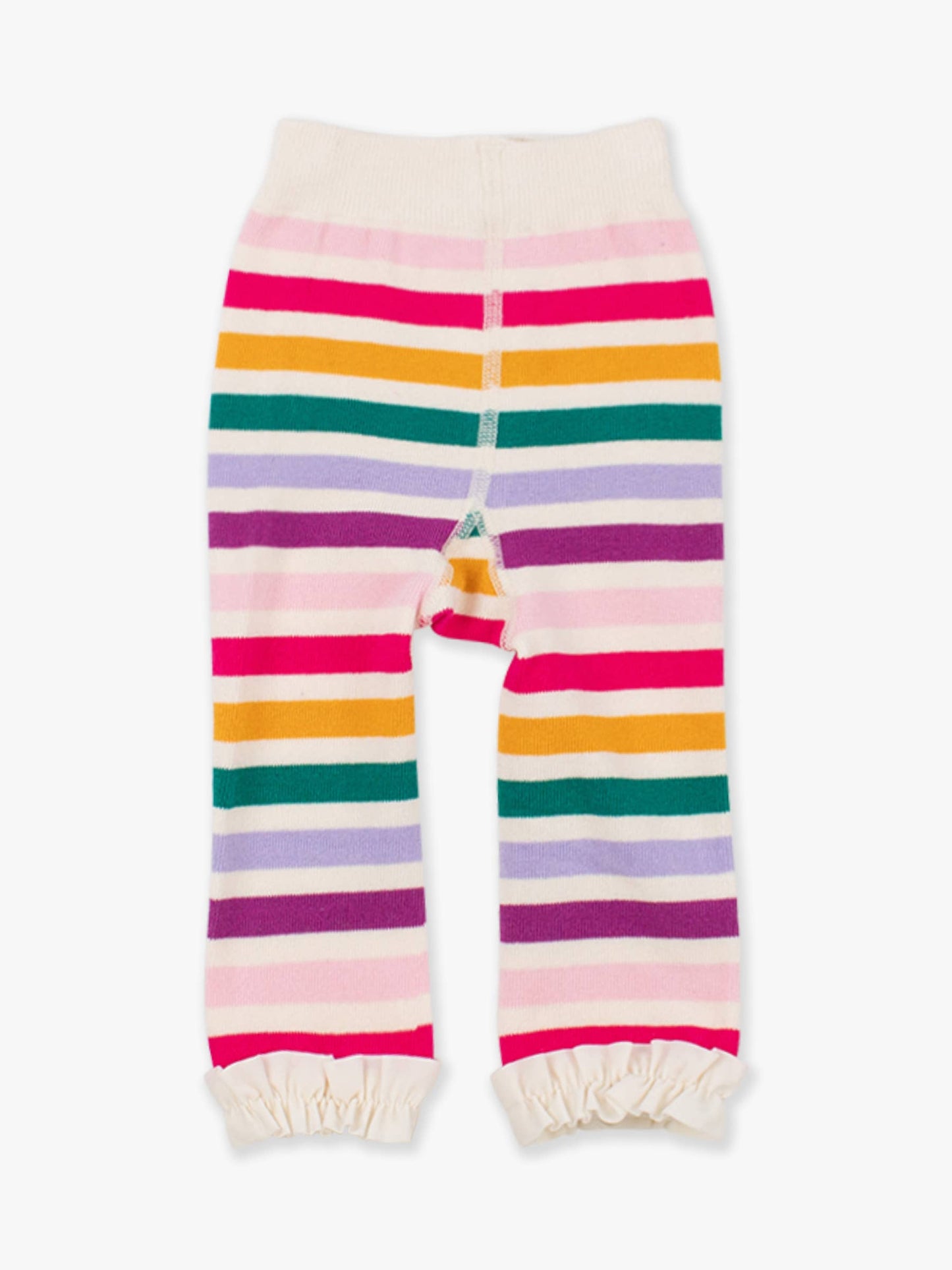 Girls Colorful Rainbow Stripe Patterned Footless Ruffle Tights