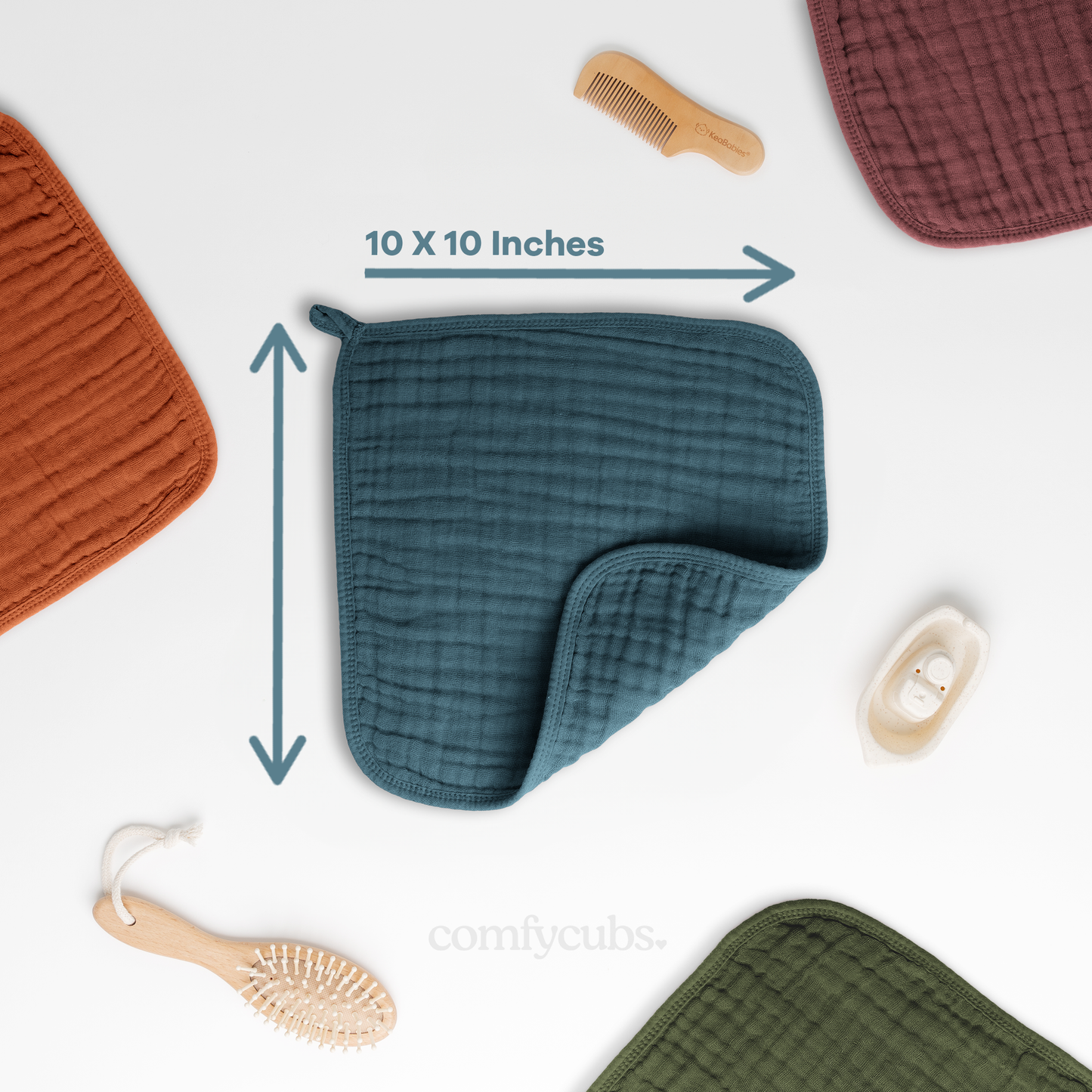 Baby Washcloths 100% Muslin Cotton by Comfy Cubs