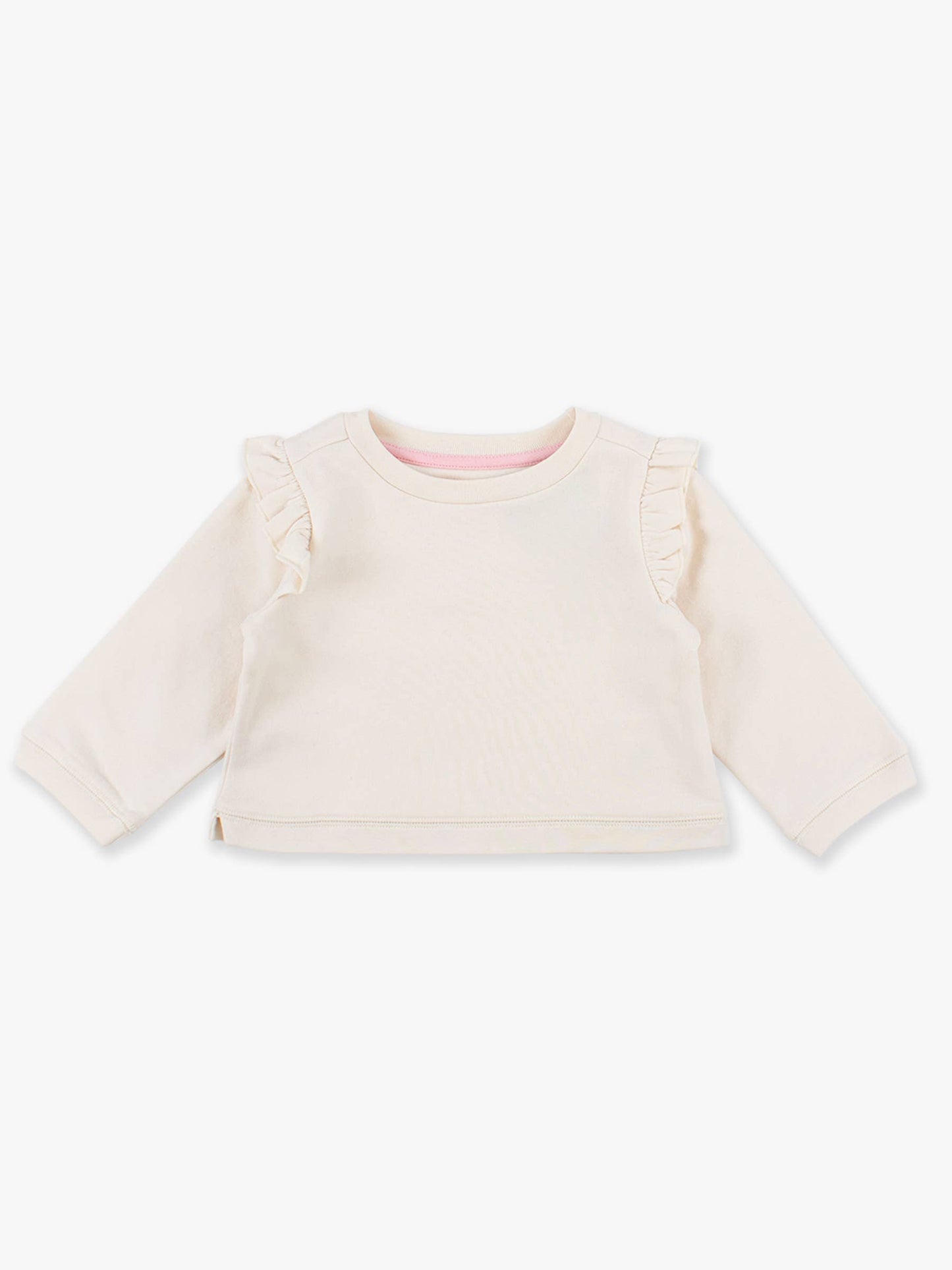 Girls Ivory Knit Flutter Sweatshirt