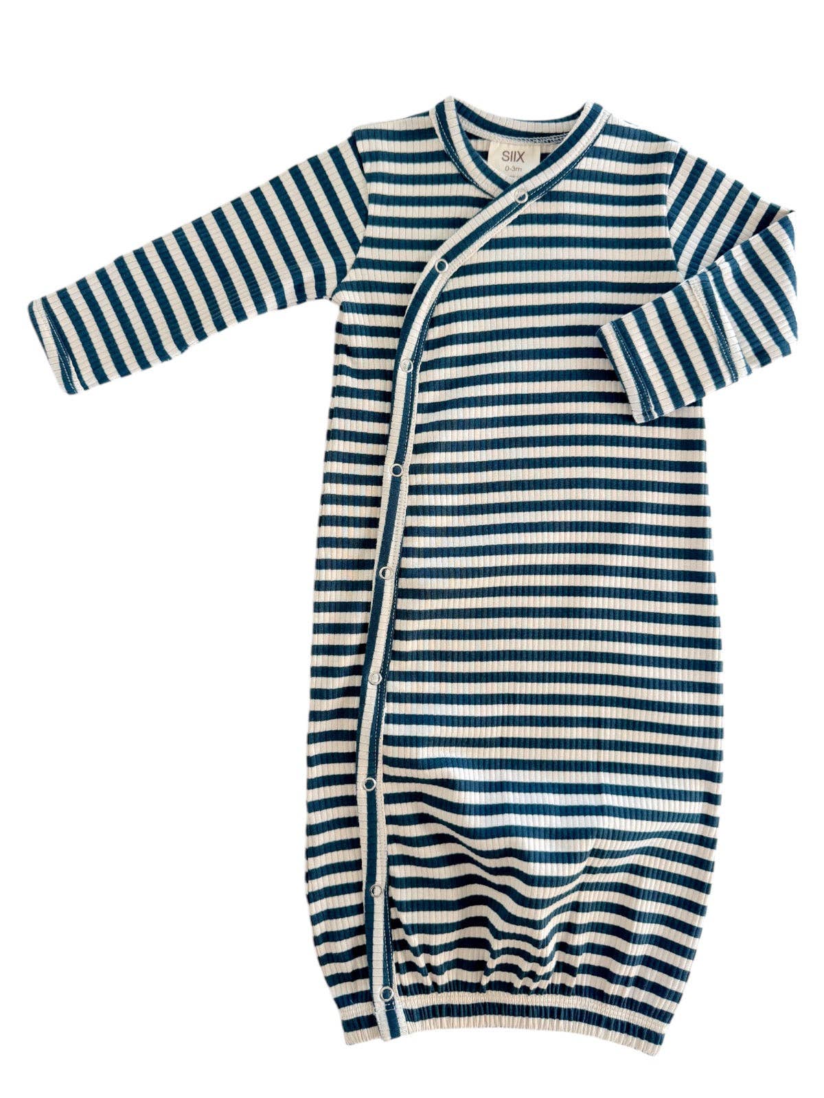 Steel Blue Stripe / Organic Ribbed Gown