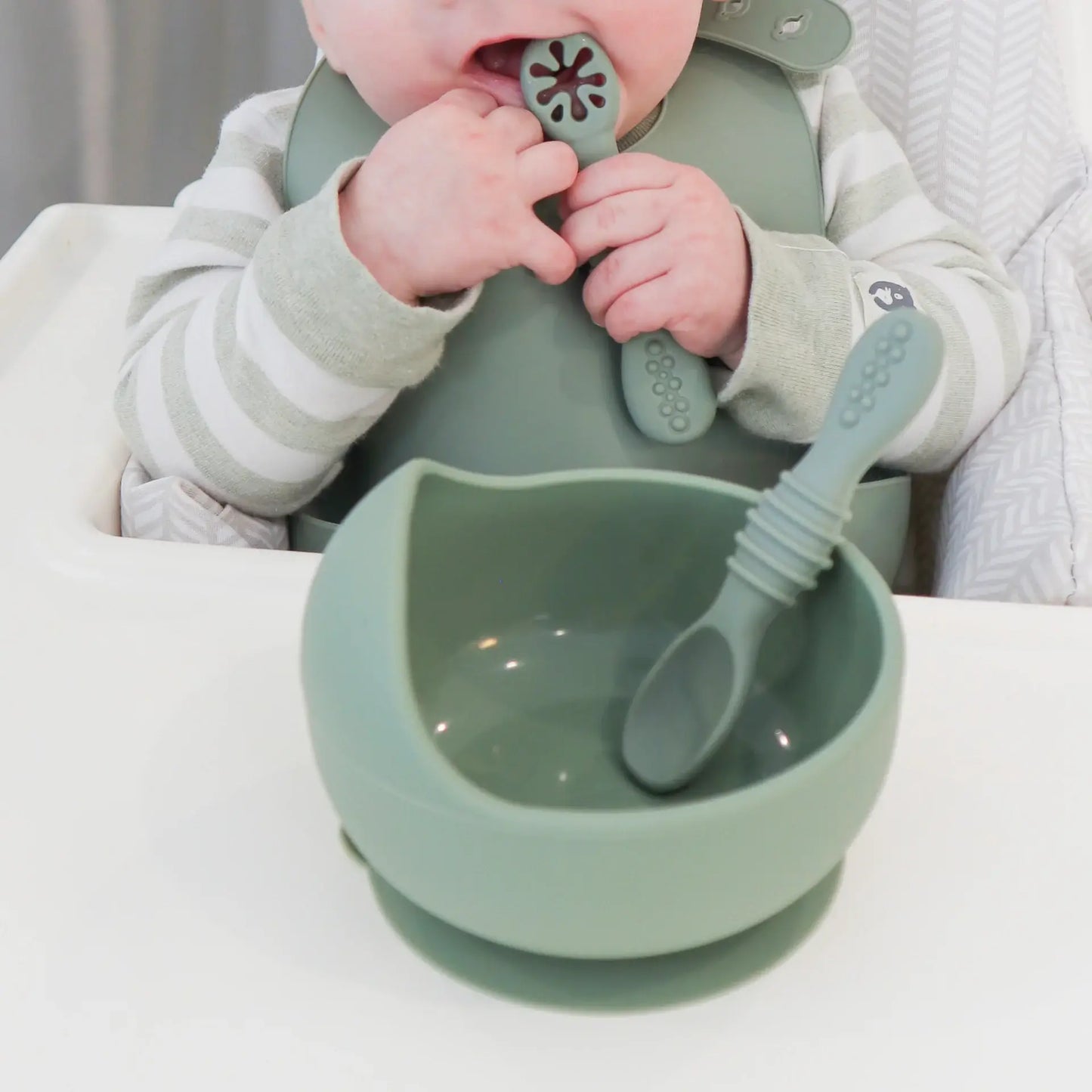 Infant Training Spoons for Self Feeding - Sage