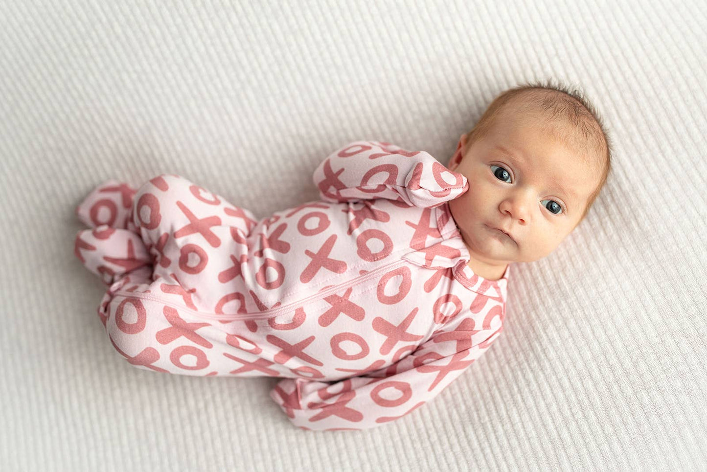 Valentine's Day XOXO Bamboo Newborn Zipper Pajamas Sleepers