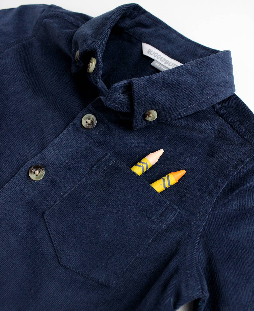 Boys Dark Navy Stretch Corduroy Long Sleeve Button Down Shirt