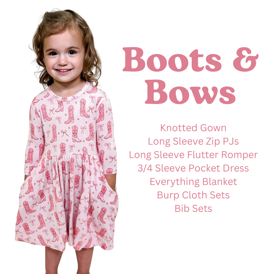 Cowgirl Boots & Bows - Burp Cloth Sets