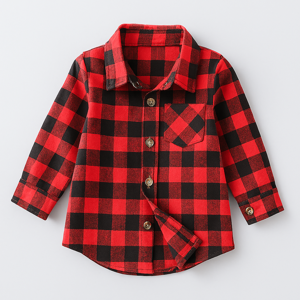 Red & Black Buffalo Plaid Button-Down Boy Shirt
