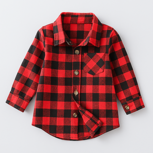 Red & Black Buffalo Plaid Button-Down Boy Shirt