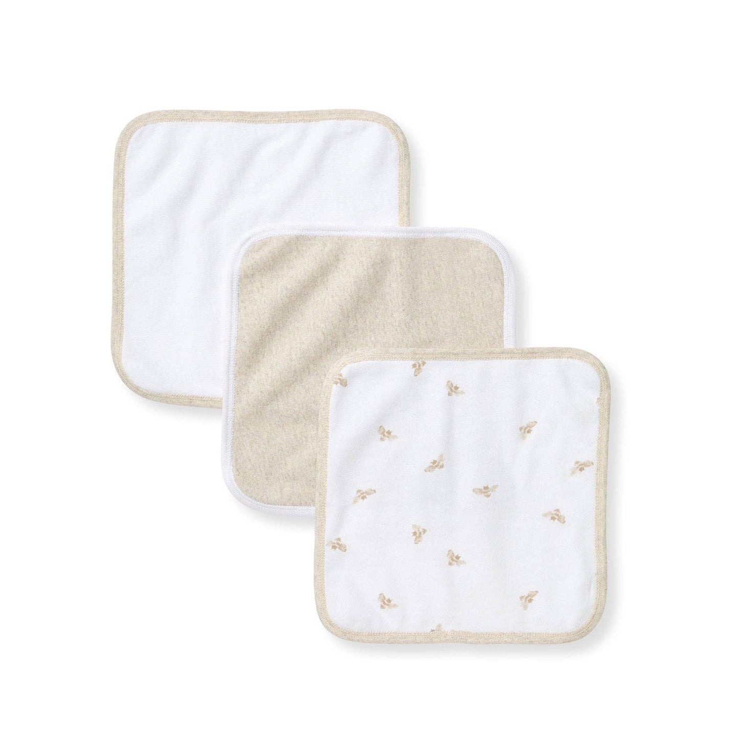 Set of 3 Golden Bee Knit Terry Washcloths