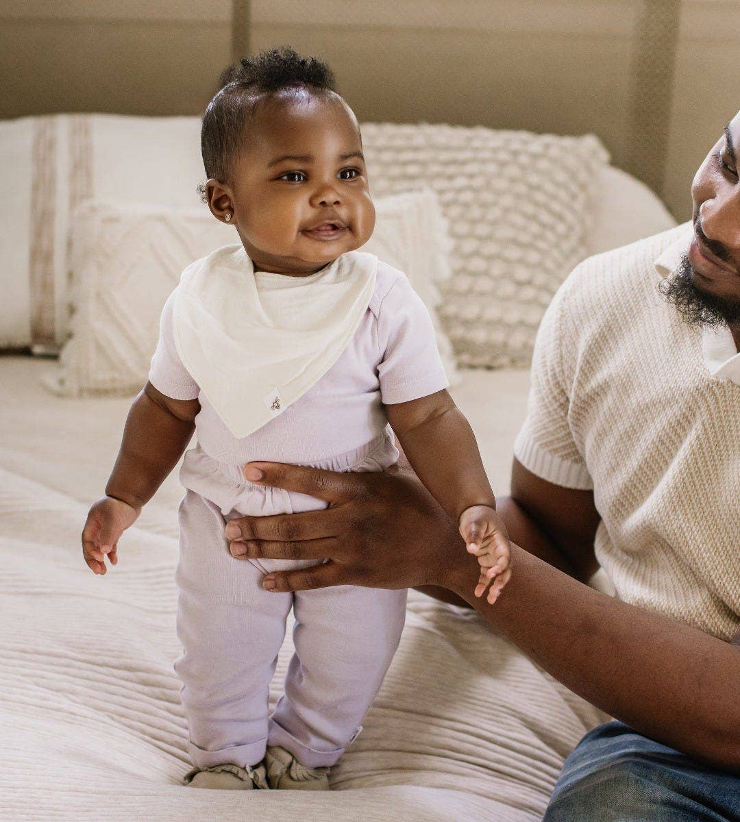 Organic Cotton Baby Bandana Bibs - Pink Sand