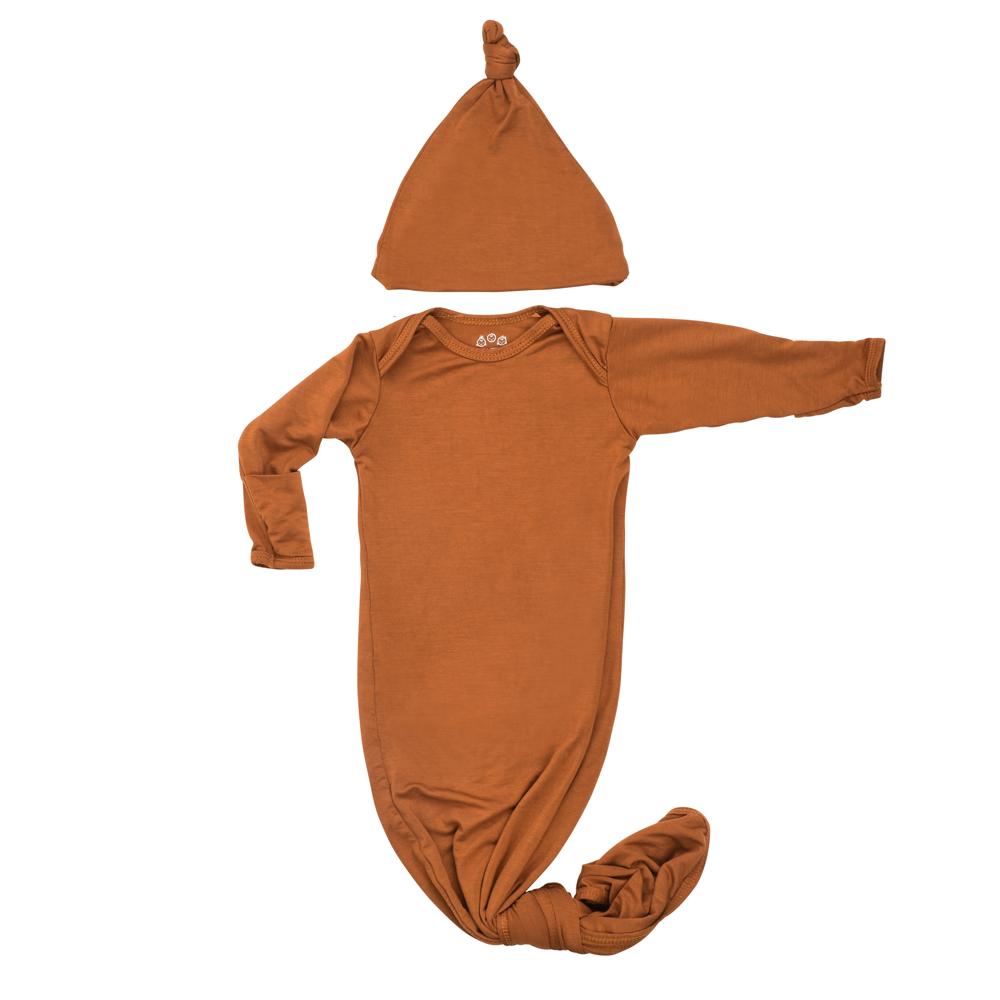 Saddle Longhorn Orange Western Knotted Newborn Baby Gown