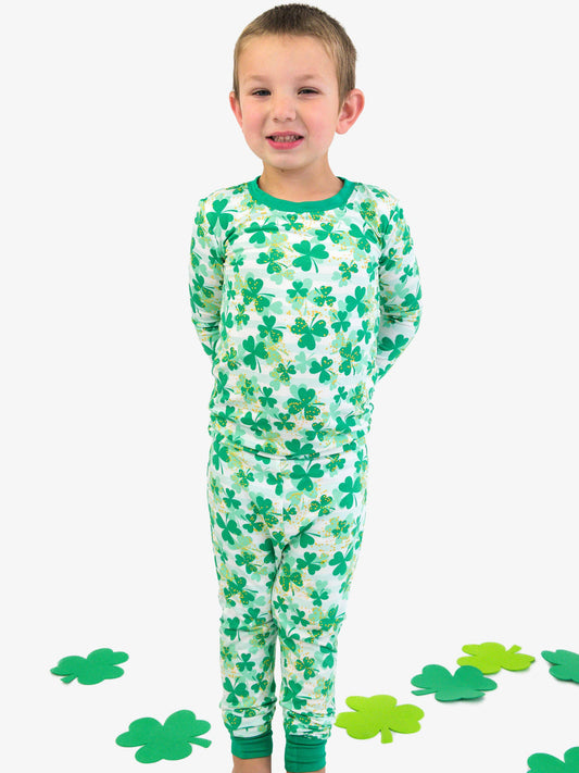 SoftSnooze™ Kids Bamboo Viscose Clover Field Long Sleeve Pajama Set