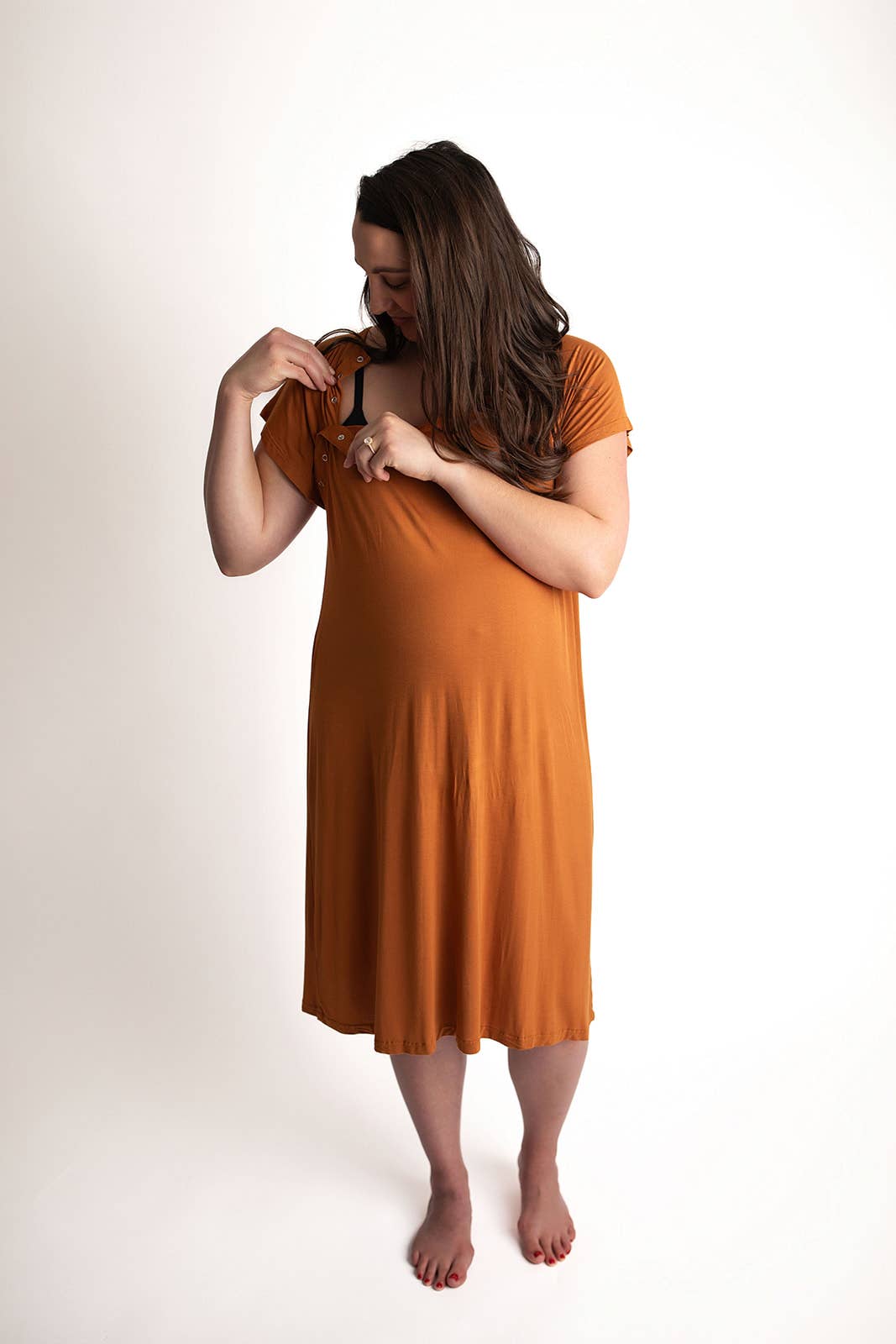 Saddle Orange Western Mommy Labor & Delivery/ Nursing Gown