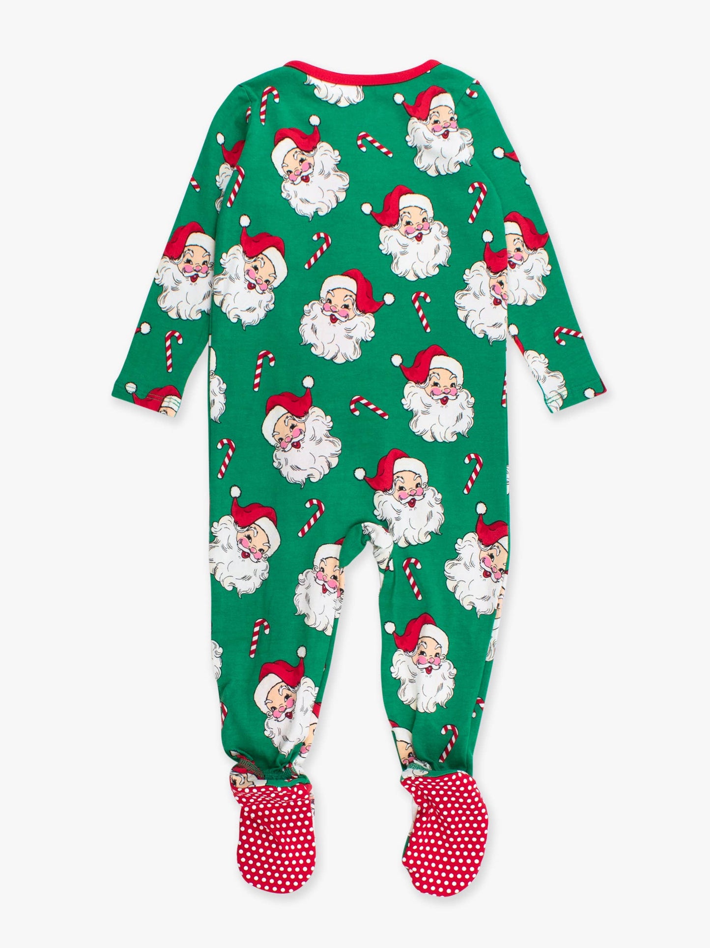 SoftSnooze™ Baby Cotton Modal Green Santa Joy Footed One Piece Pajama