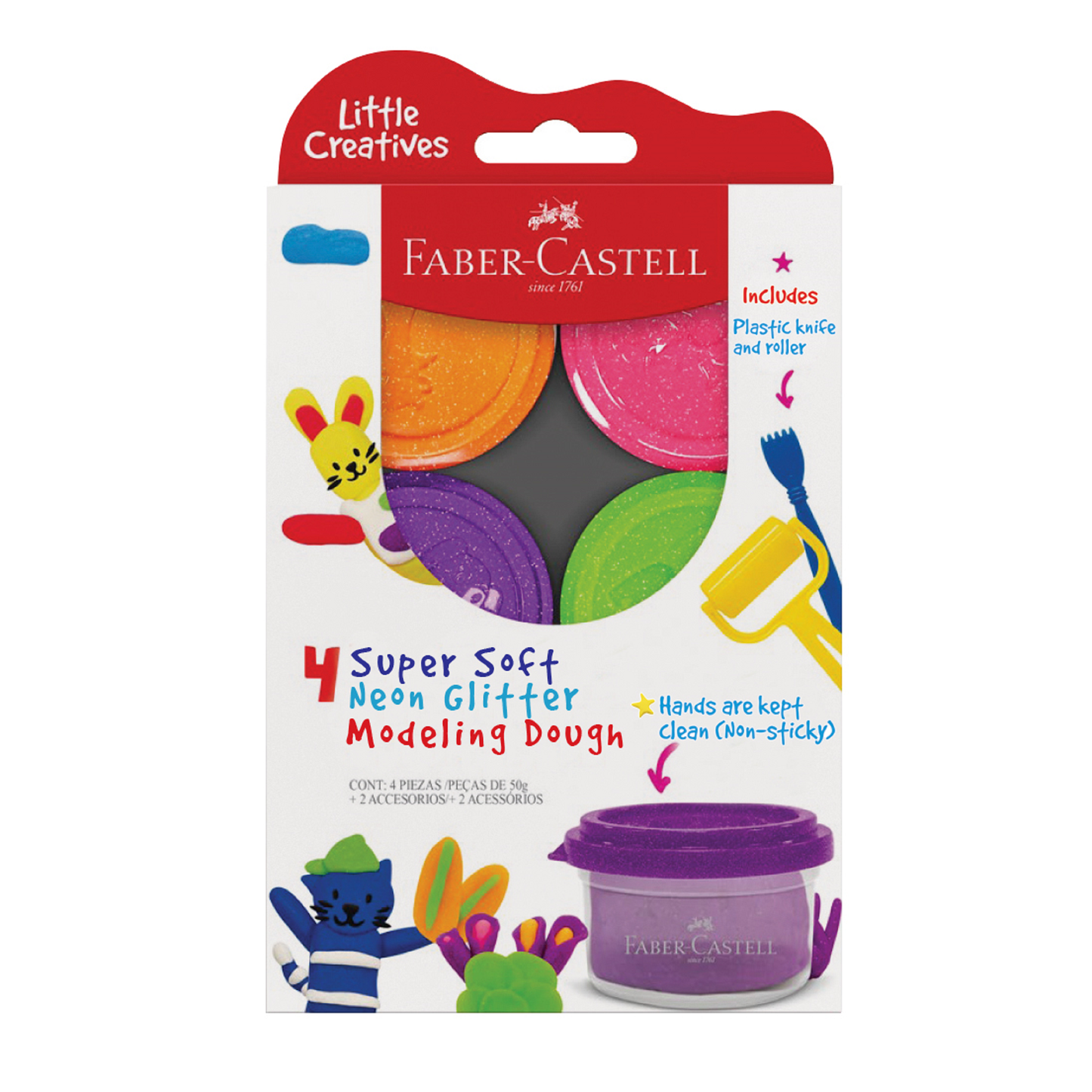 Little Creatives SuperSoft Modeling Dough 4 Ct Neon Glitter