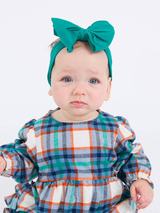 Girls Emerald Green Big Bow Headband