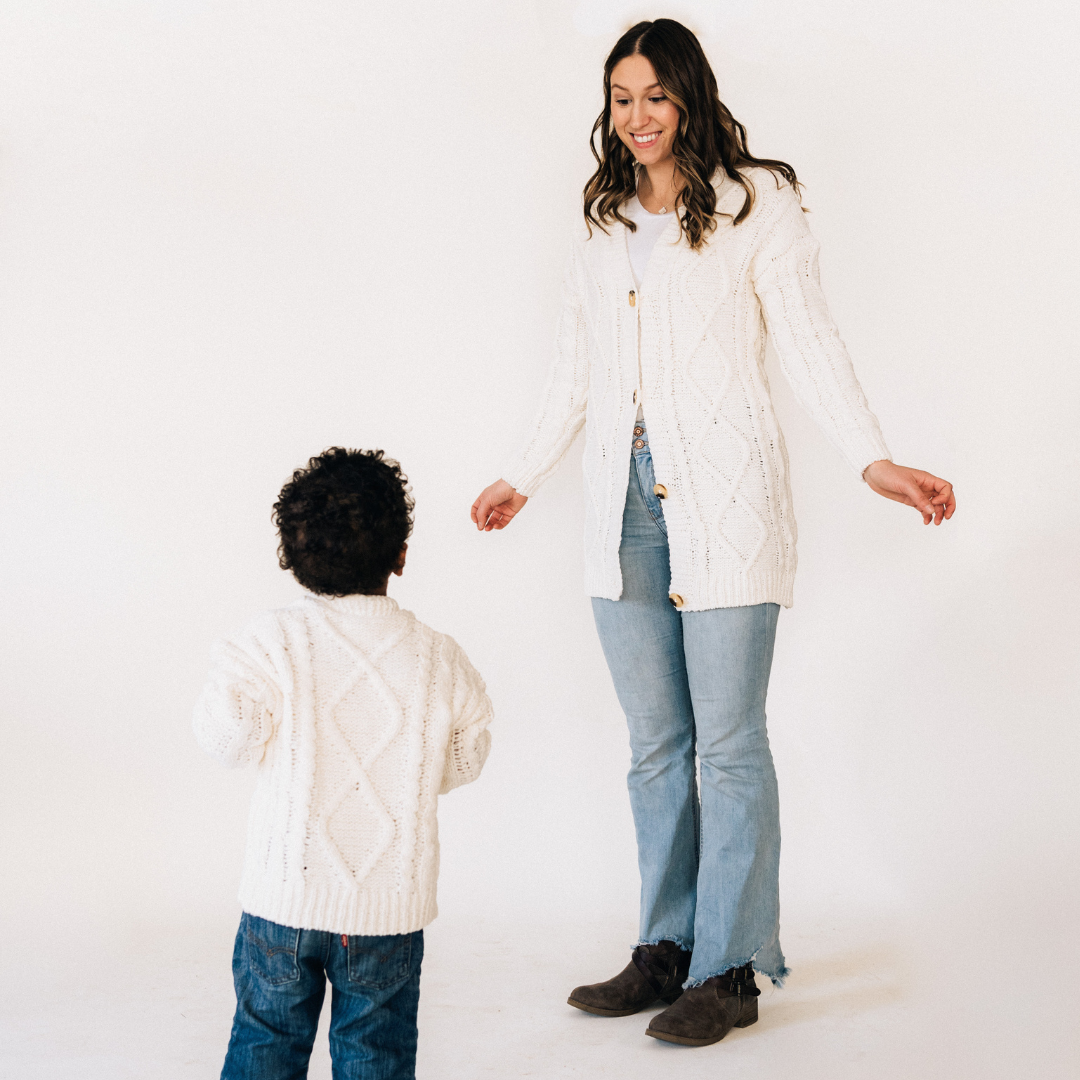 Ivory Cable Knit Cardigan- Child