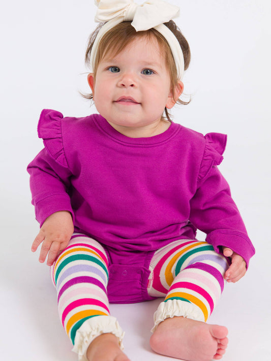 Baby Girls Plum Tart Sweatshirt Bubble Romper