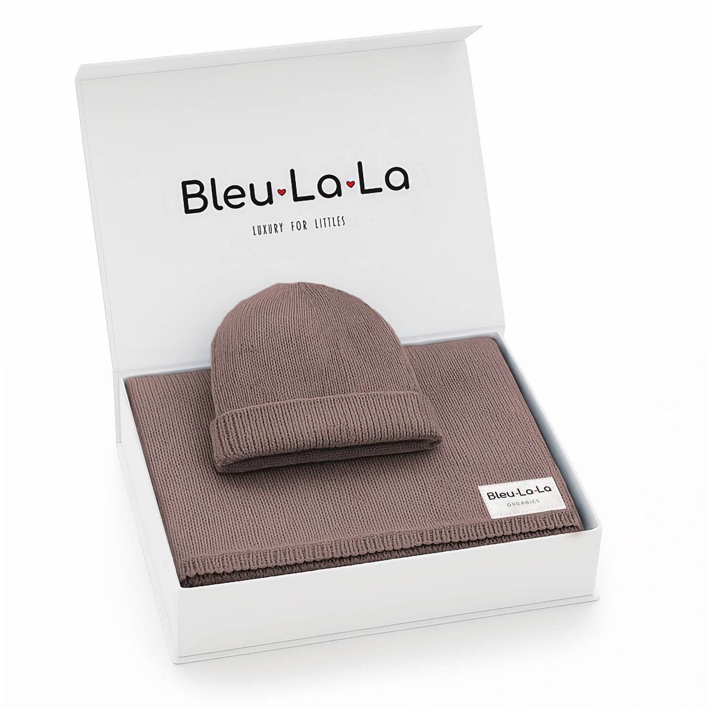 Luxe - 100% Organic Cotton Knit Blanket + Hat Boxed Gift Set