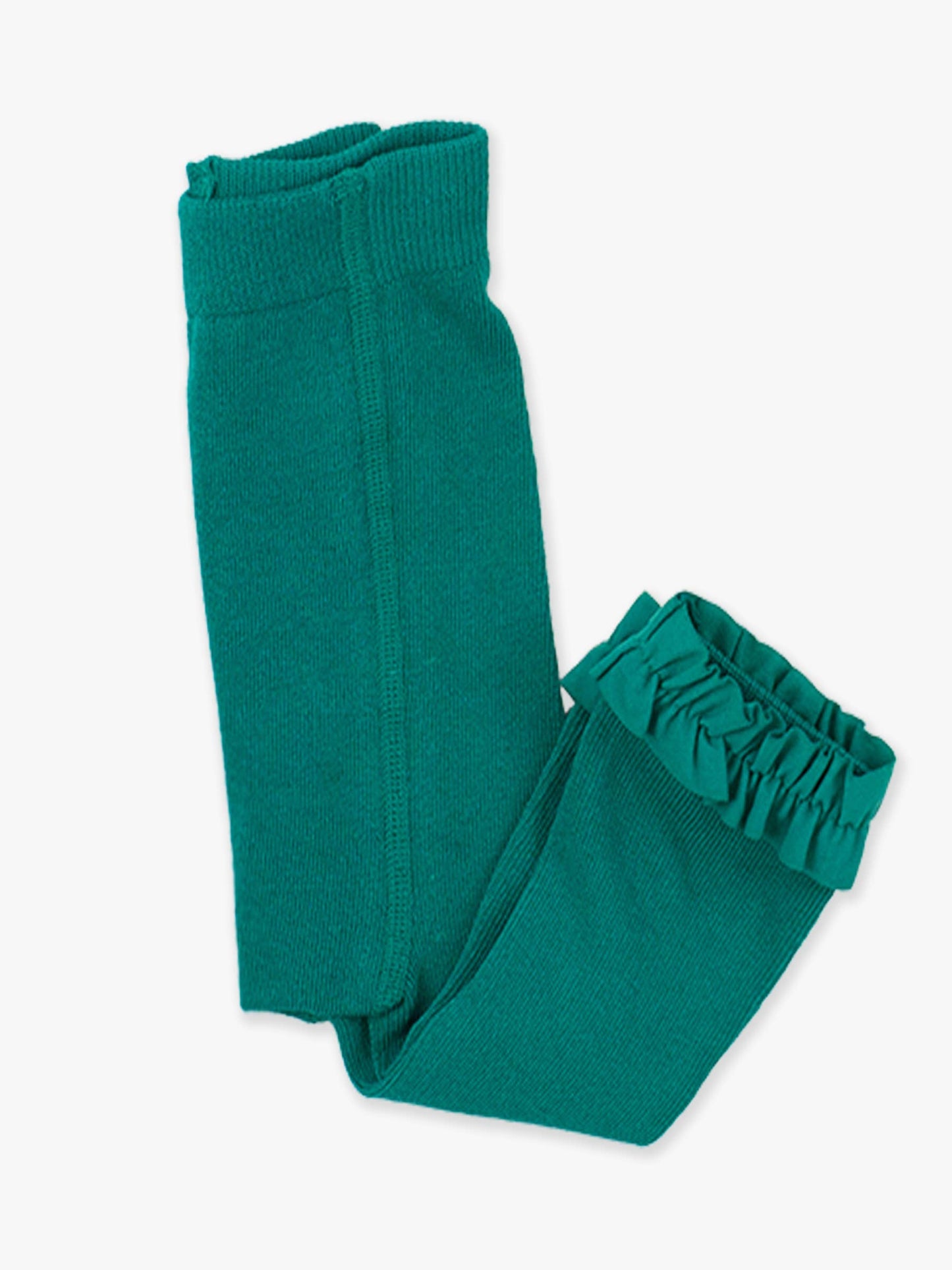 Girls Emerald Green Footless Ruffle Tights