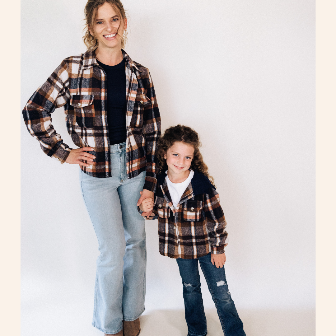 Navy Copper Plaid Flannel - Child