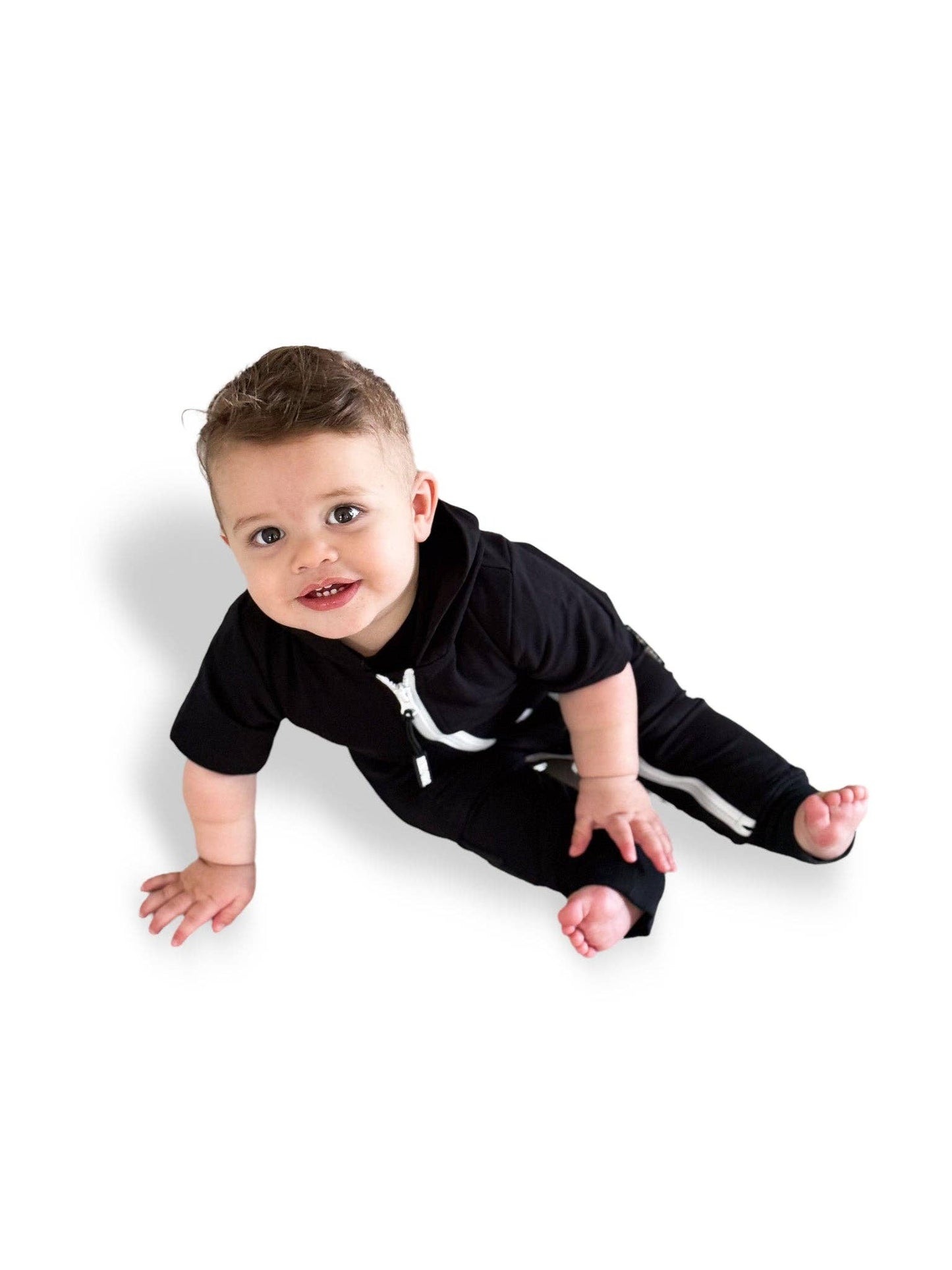 Hooded Rebel Short Sleeve Romper in Black