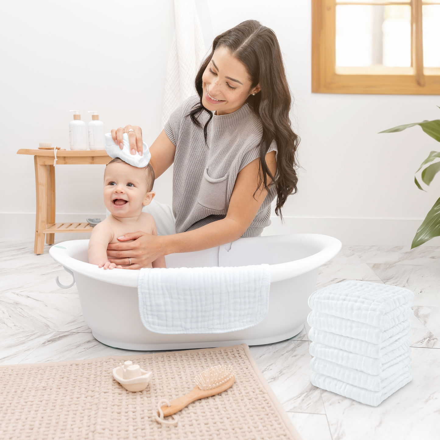 Baby Washcloths 100% Muslin Cotton by Comfy Cubs