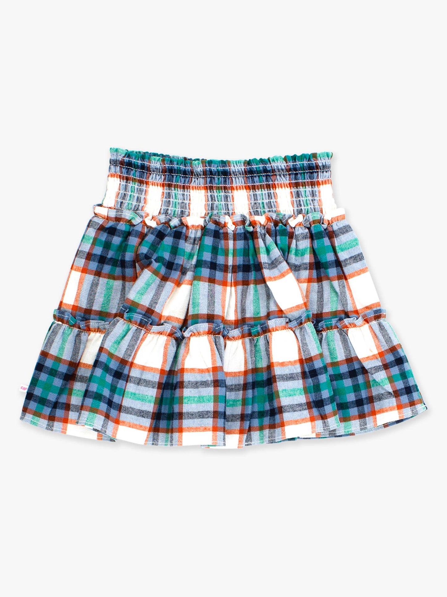Girls Peyton Plaid Smocked Twirl Skirt