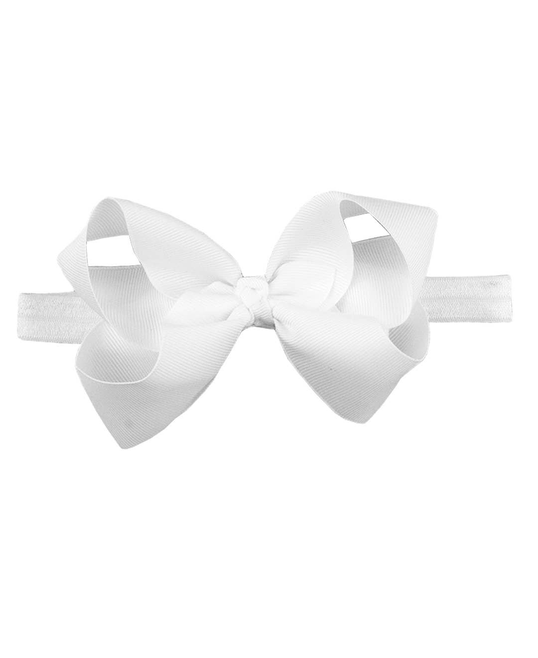 Girls White Bow Headband