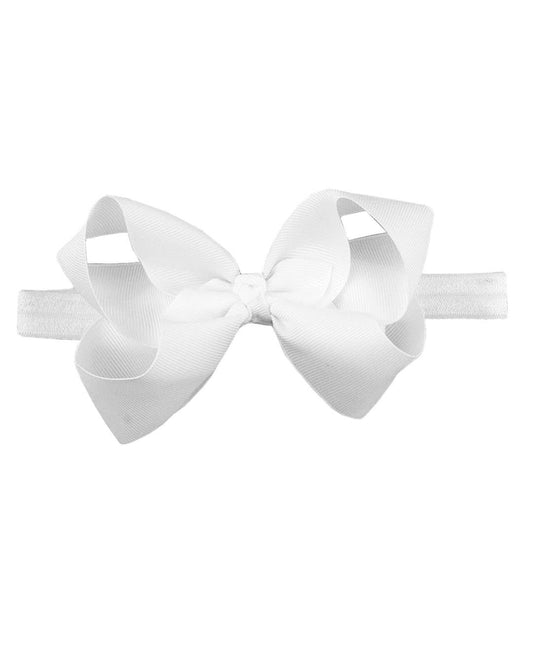Girls White Bow Headband