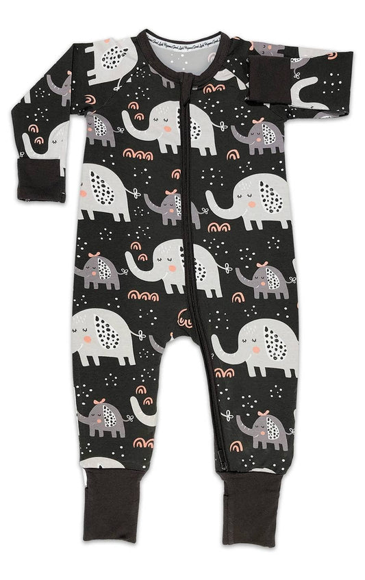 Elephants, Gray Baby Pajamas
