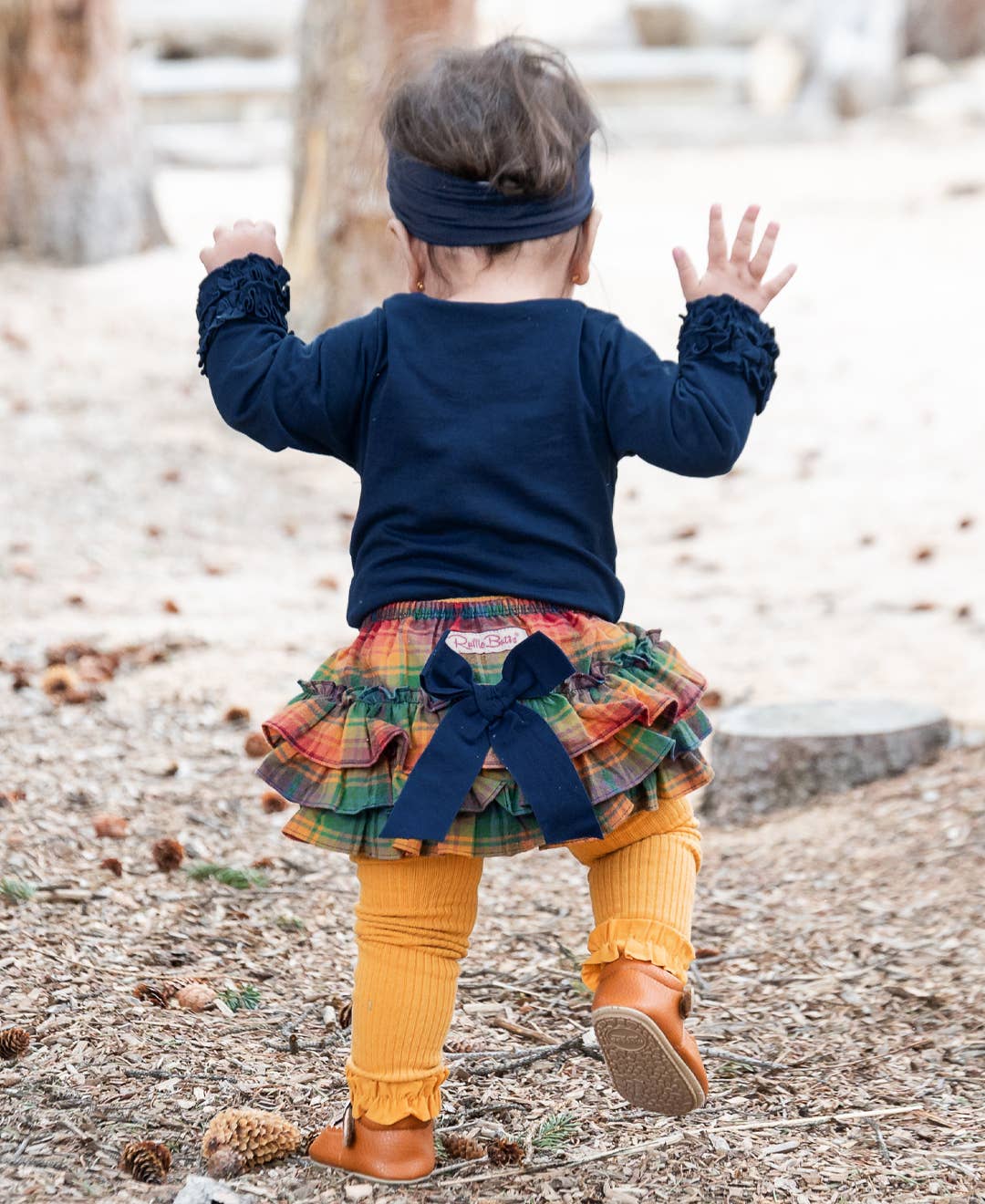 Girls Honey Rib Knit Footless Ruffled Tights