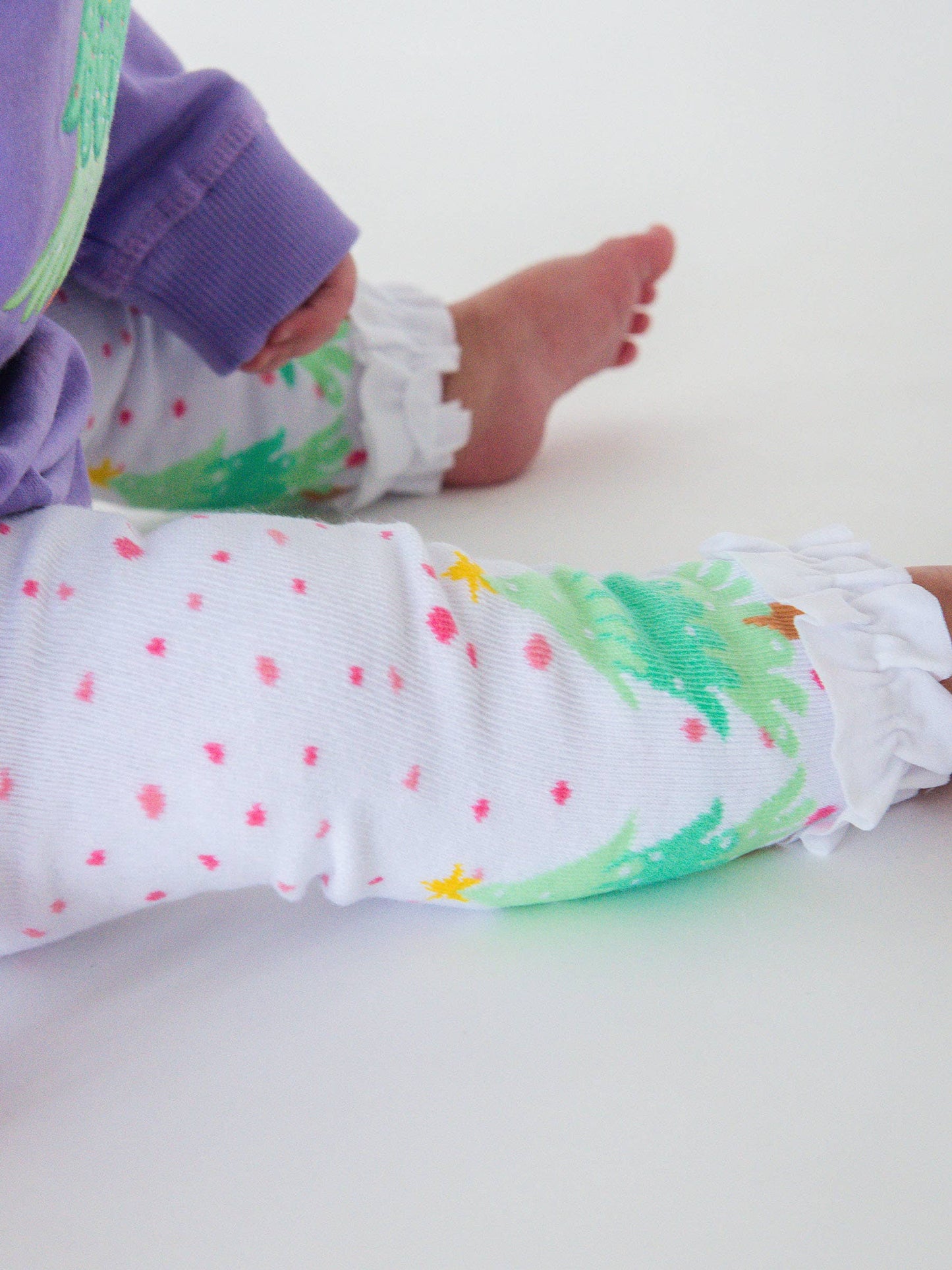 Girls Polka Dot Trees Patterned Footless Ruffle Tights