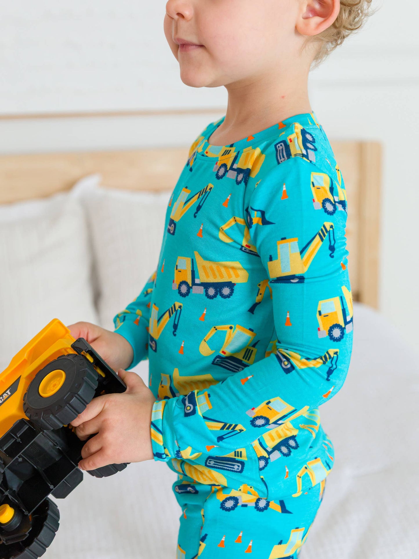 SoftSnooze™ Kids Bamboo Viscose Under Construction Long Sleeve Pajama Set