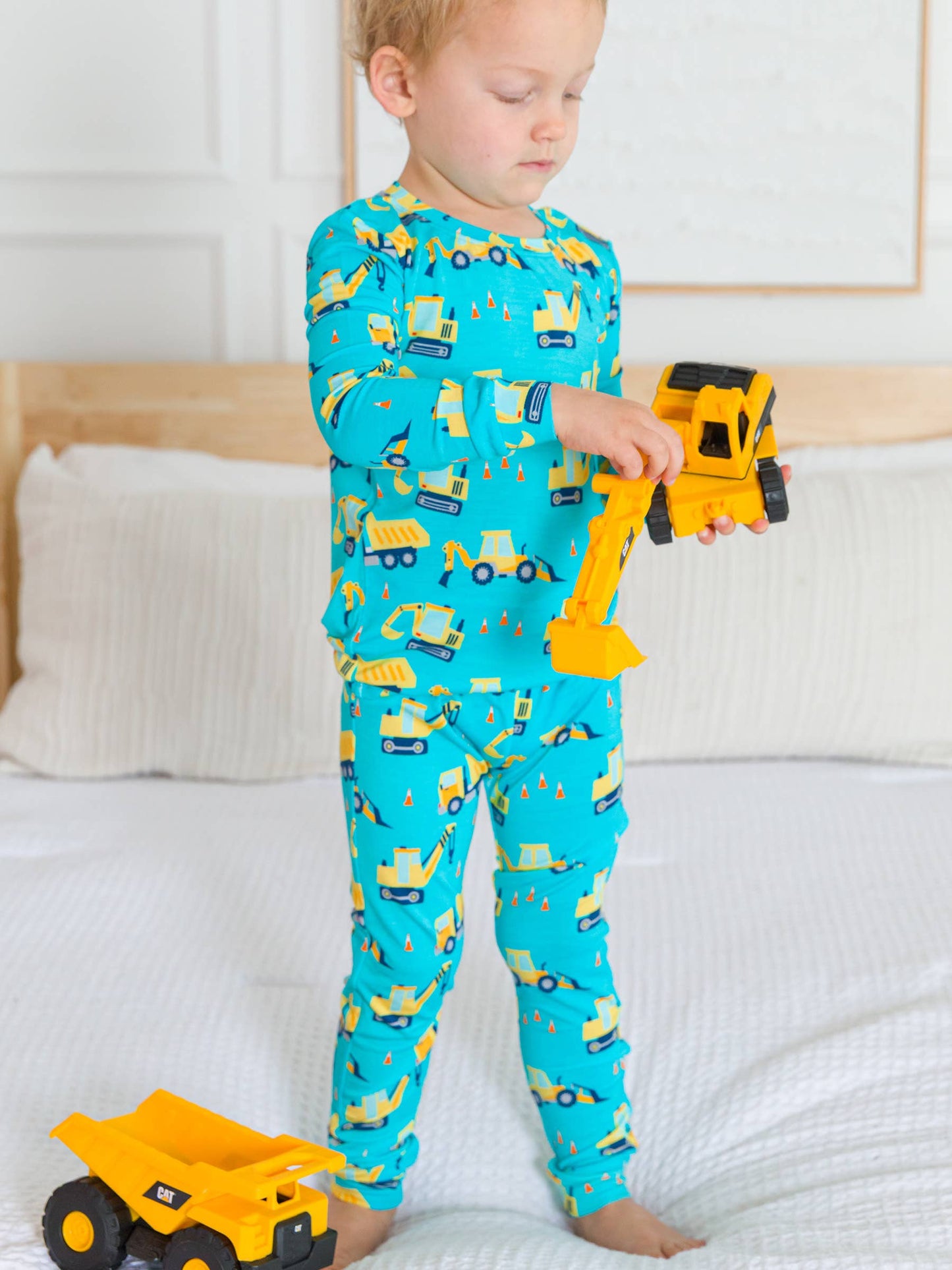 SoftSnooze™ Kids Bamboo Viscose Under Construction Long Sleeve Pajama Set